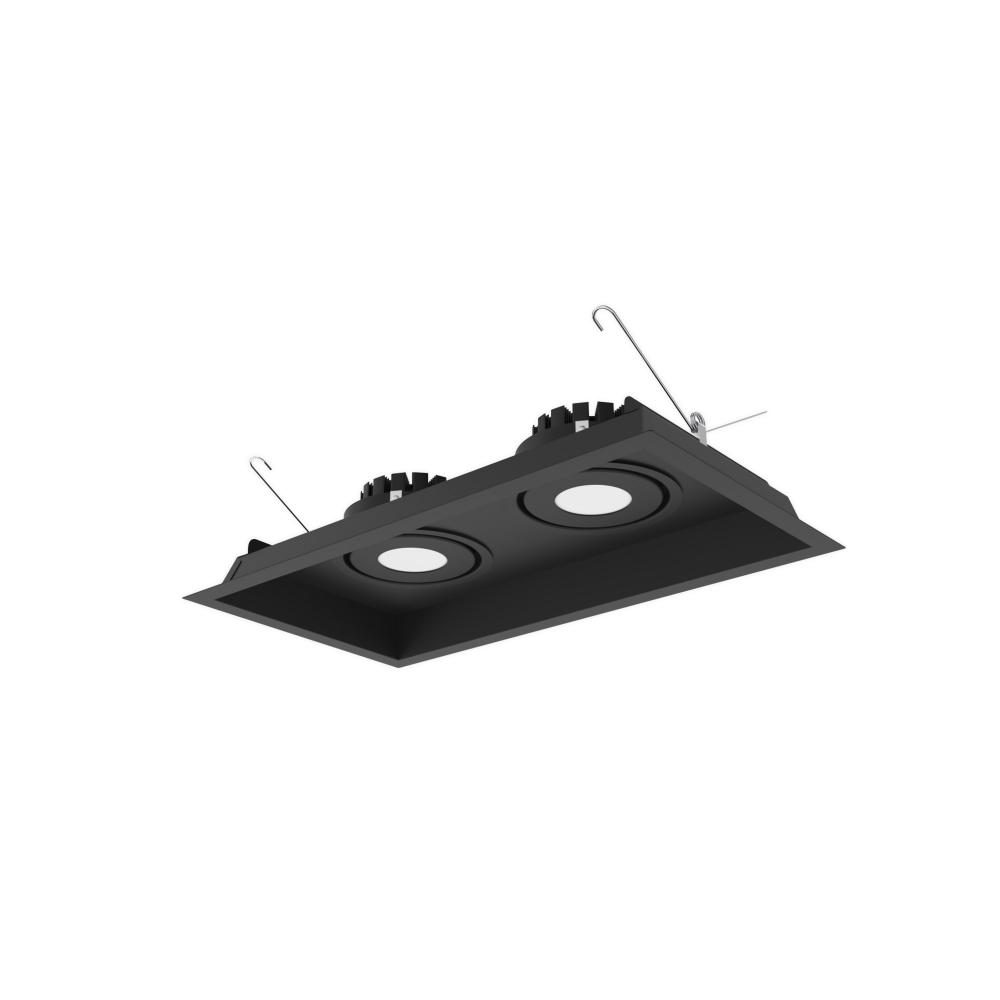 Two-Head Flanged LED Multiple Lighting Trim, 3000lm per Head w/ Flood Optic, 4000K, Regressed Black