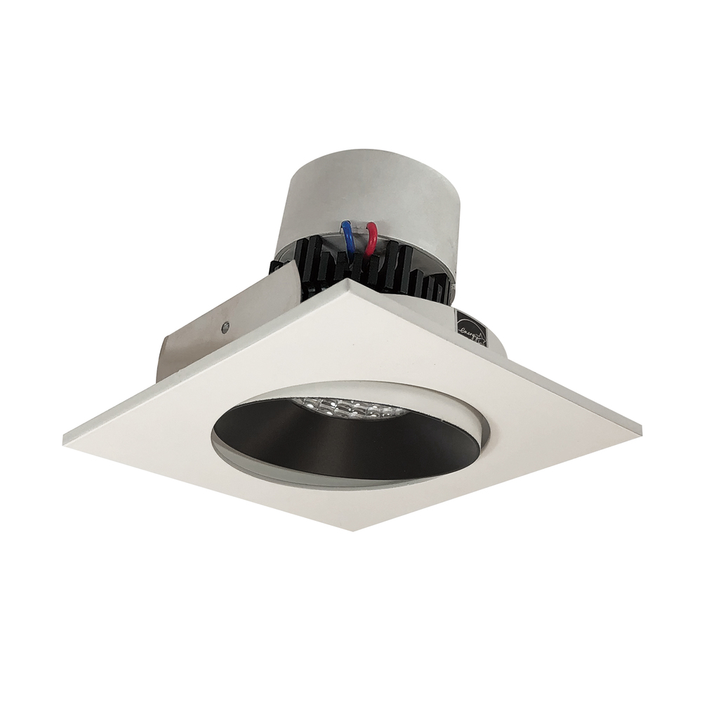 4" Pearl LED Square Adjustable Cone Retrofit, 800lm / 12W, Comfort Dim, Black Reflector / White