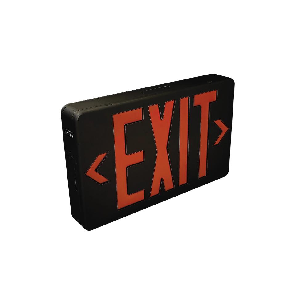 LED Exit Sign, Selectable Red or Green Letters with Matched Color Diffuser, Black Housing