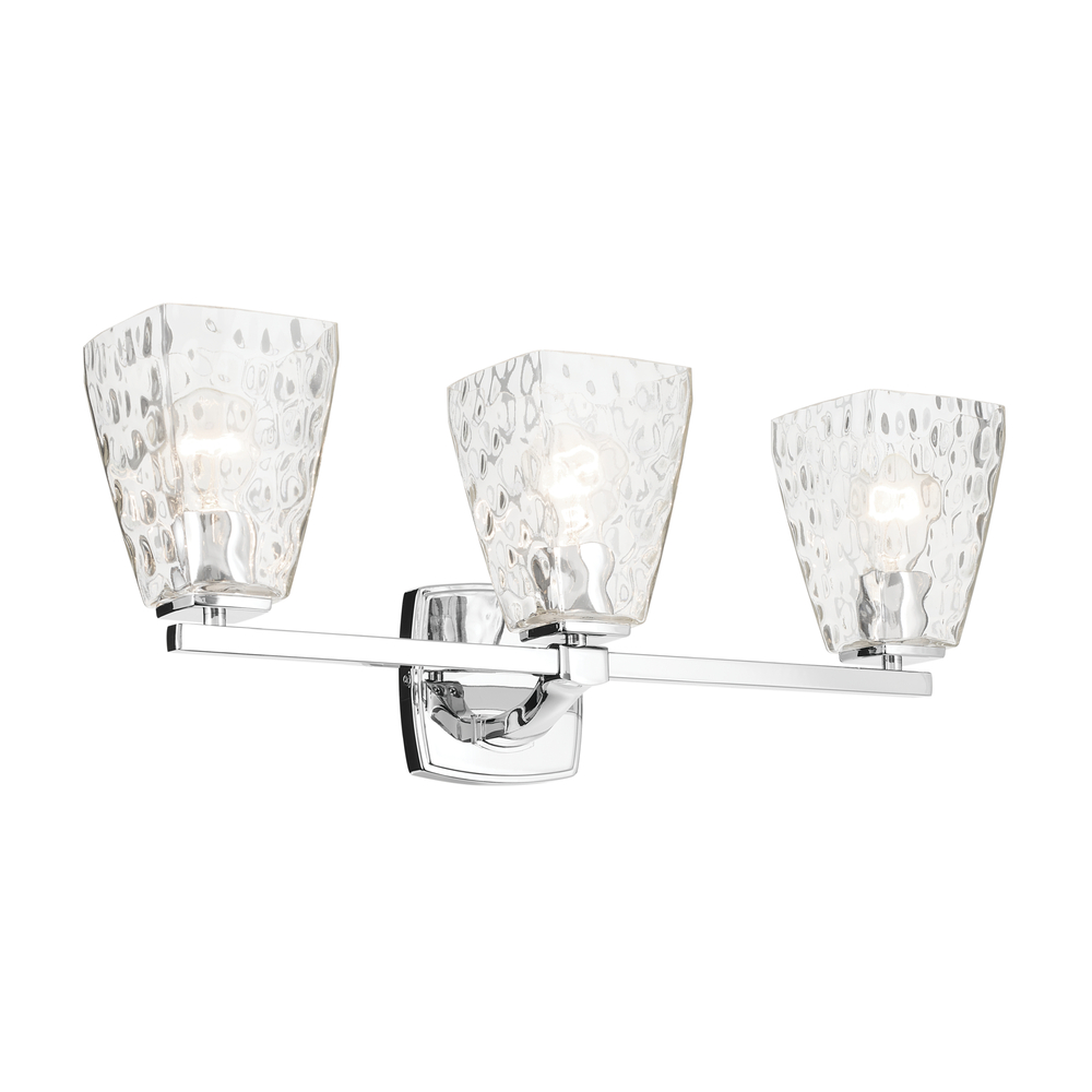 Marant 23.75" 3-Light Vanity Light with Clear Water Glass in Chrome