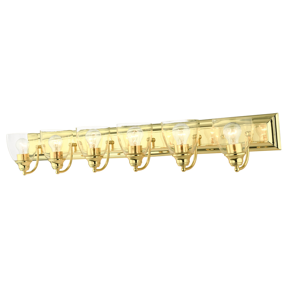 6 Lt Polished Brass Vanity Sconce