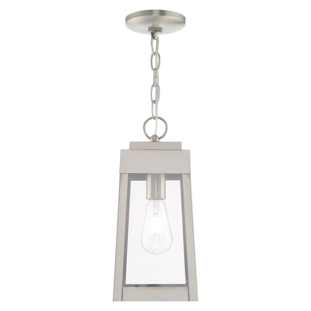 1 Lt Brushed Nickel Outdoor Pendant Lantern