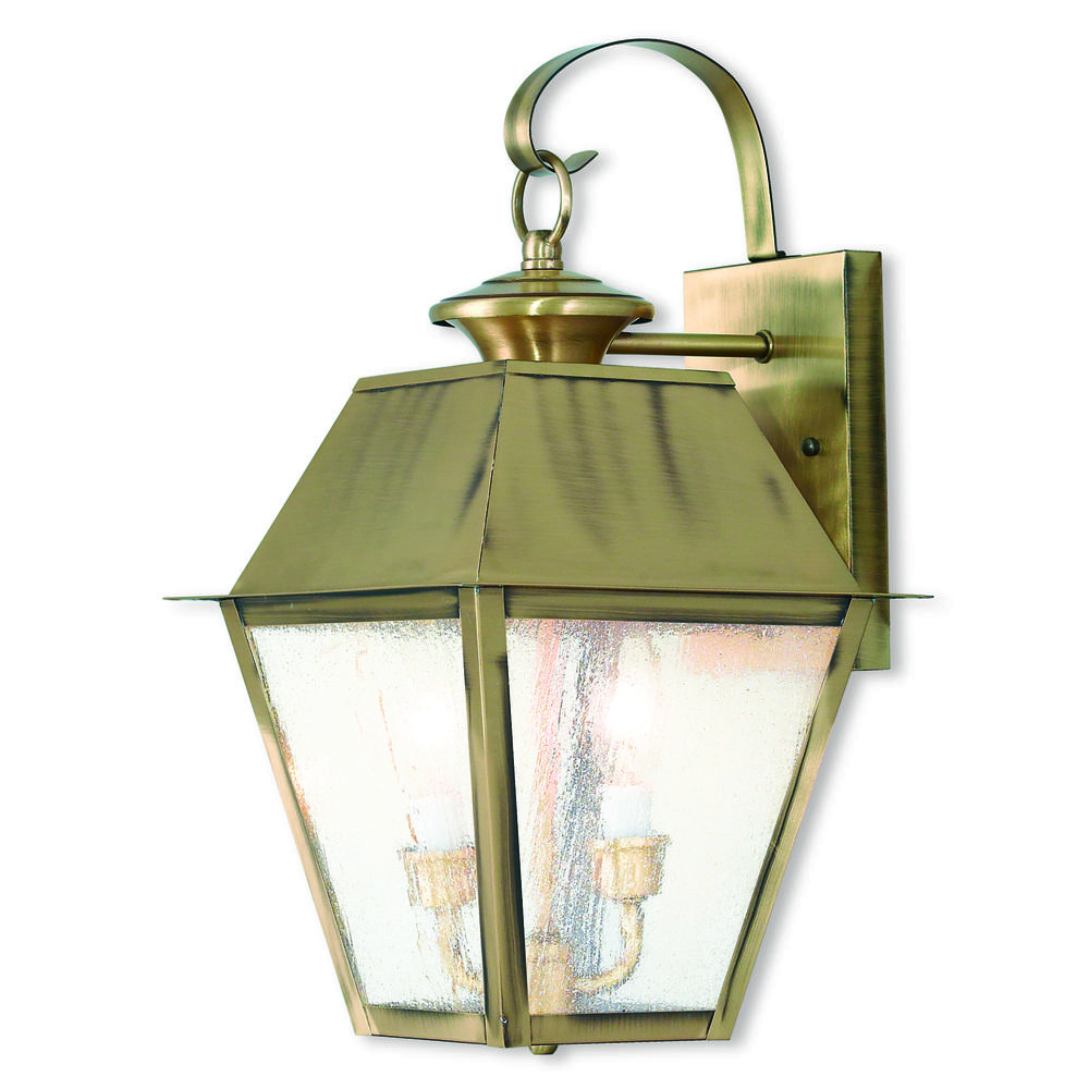 2 Light AB Outdoor Wall Lantern