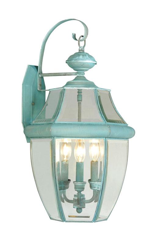 3 Light Verdigris Outdoor Wall Lantern