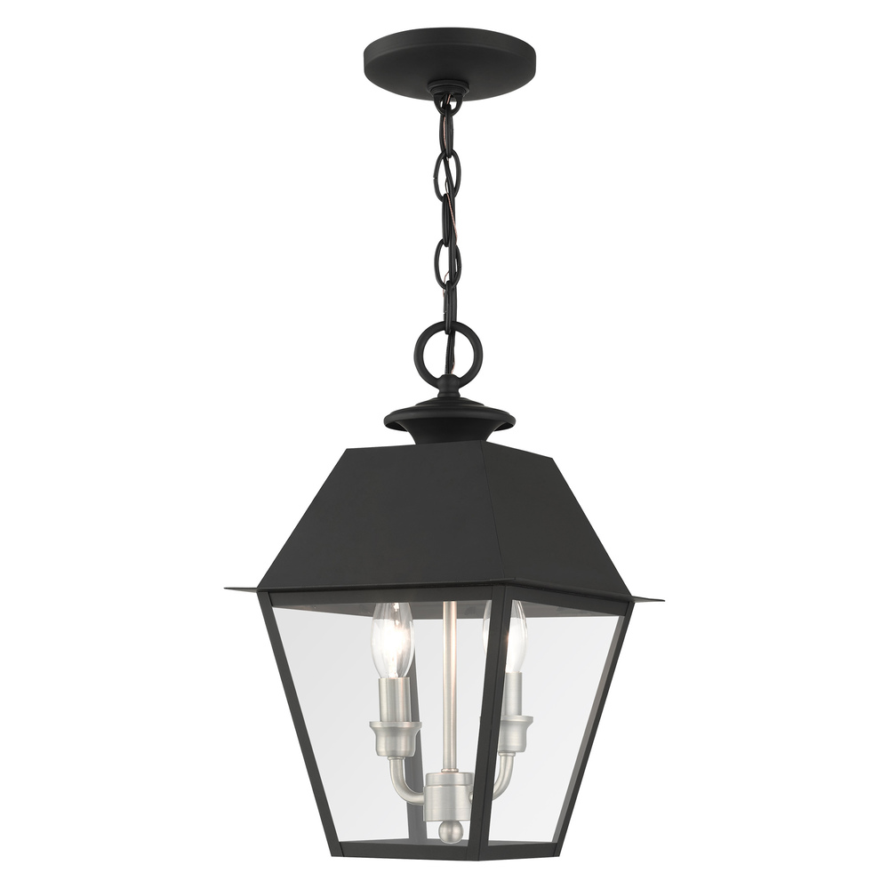 2 Lt Black Outdoor Pendant Lantern