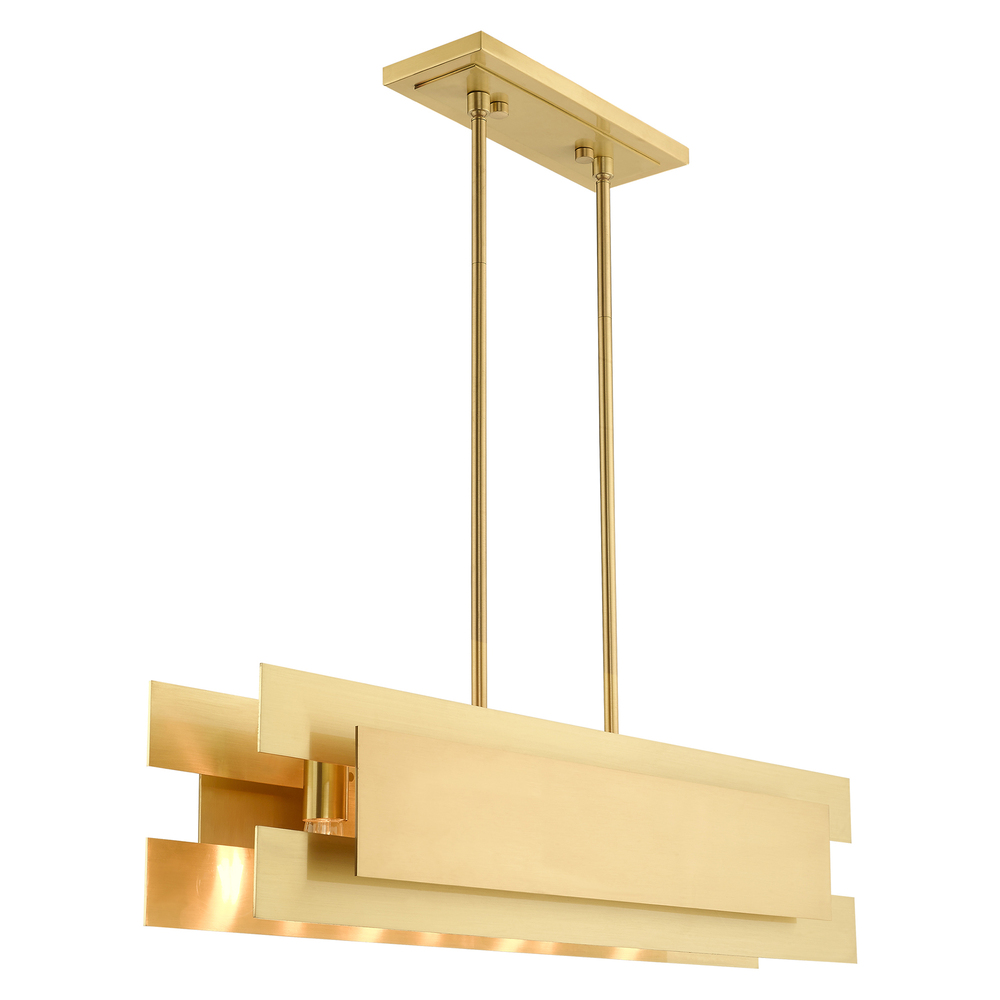 4 Lt Satin Brass Linear Chandelier