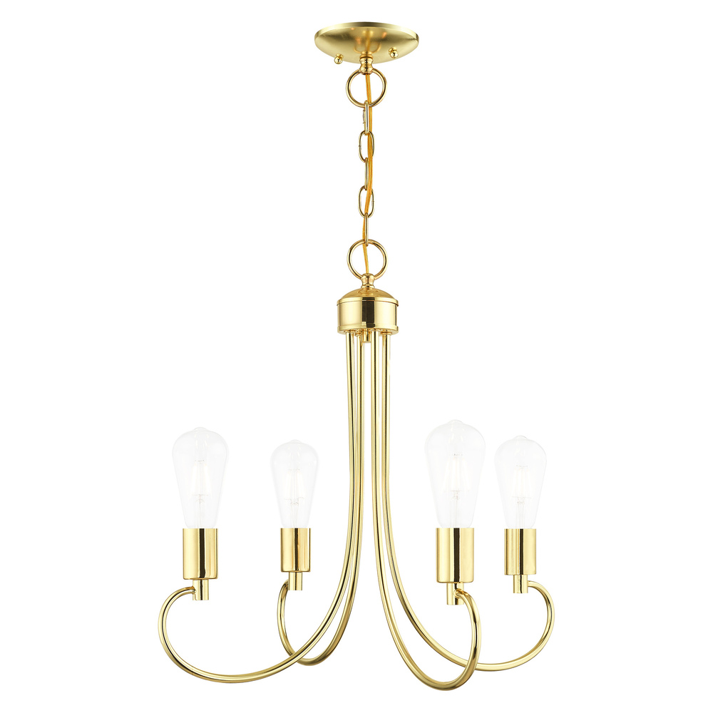 4 Lt Polished Brass Chandelier