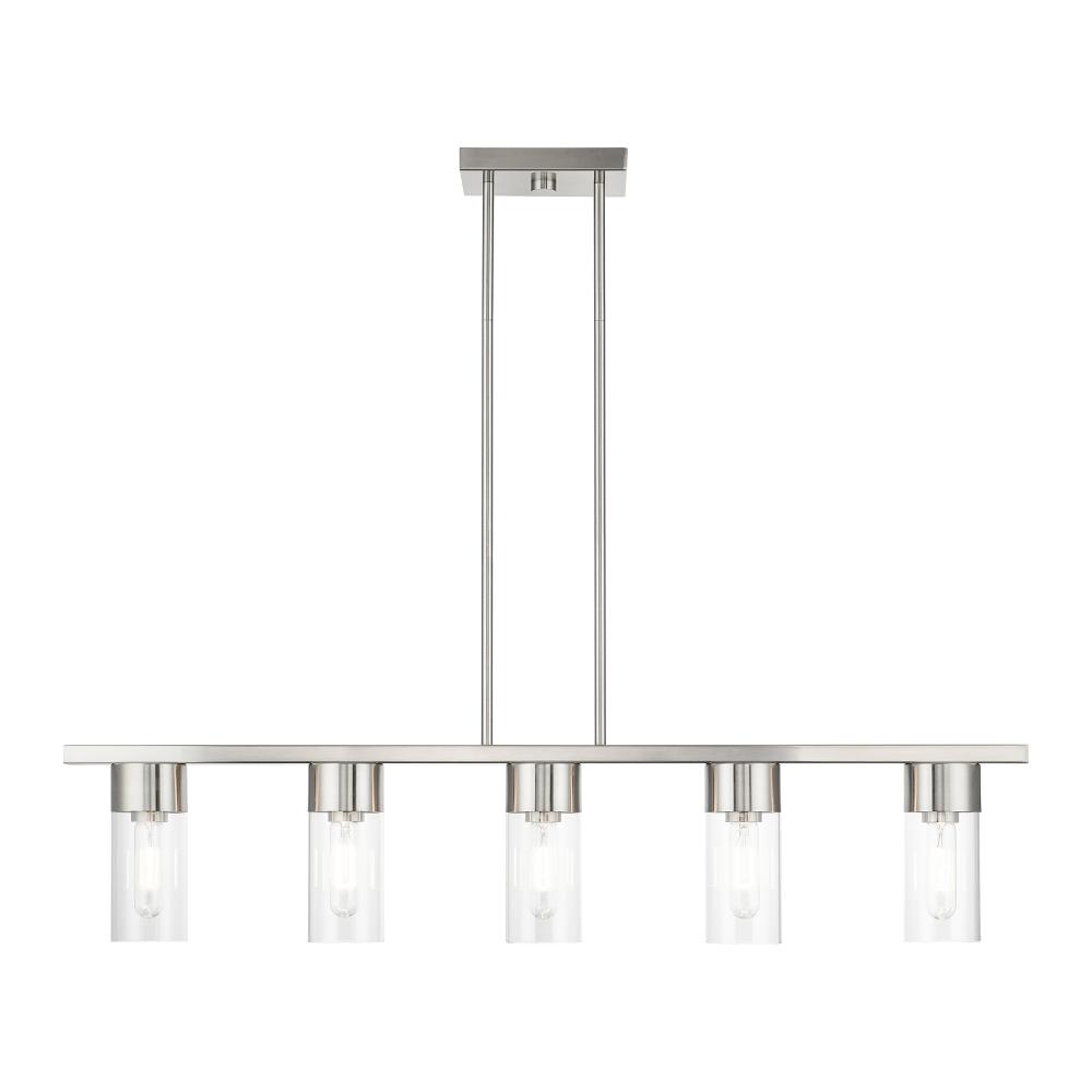 5 Light Brushed Nickel Linear Chandelier