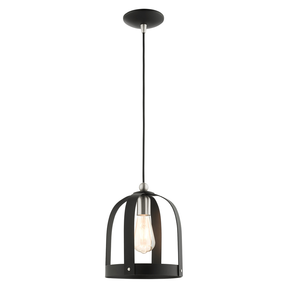 1 Lt Textured Black Mini Pendant