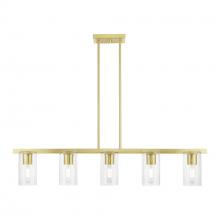 Livex Lighting 49275-12 - 5 Light Satin Brass Linear Chandelier