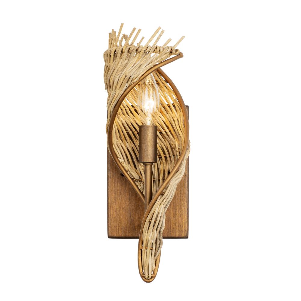 Flow 1-Lt Left Sconce - Baguette/Natural Rattan