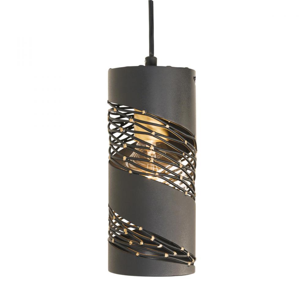 Flow 1-Lt Cylinder Mini Pendant - Matte Black/French Gold