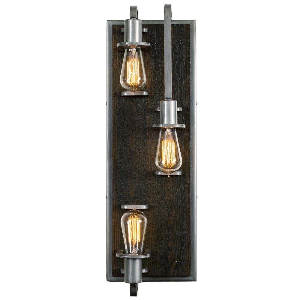 Lofty 3-Lt Sconce - Steel/Zebrawood