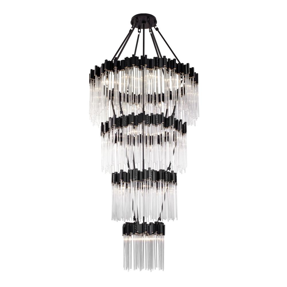 Matrix 30-Lt 4-Tier Chandelier - Matte Black/French Gold