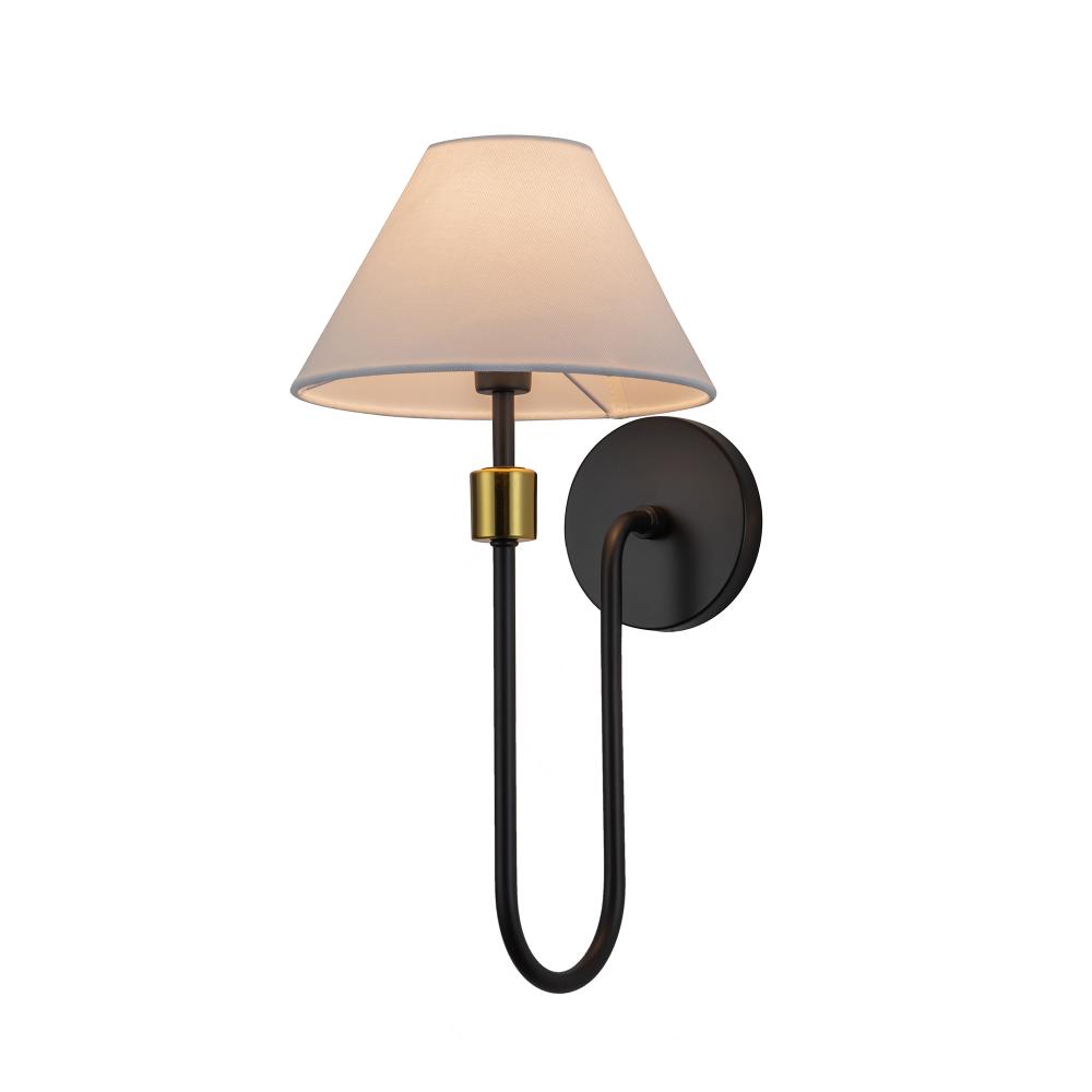 Providence 1 Light Wall Sconce, Black, Brushed Brass