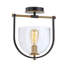 Artcraft AC11743BB - Cheshire Collection 1-Light Semi-Flush Mount, Black & Brass