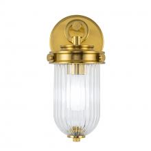 Artcraft AC12021BR - Myla 1 Light Wall Sconce, Vintage Brass with Ribbed Glass Glassware