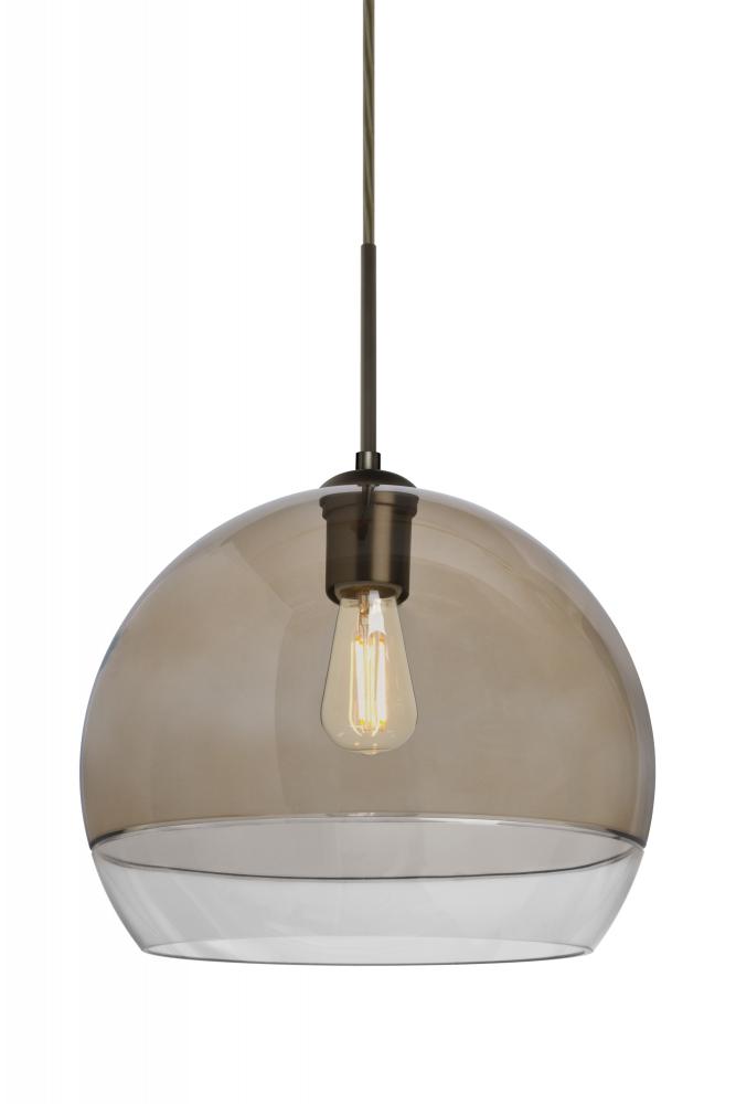 Besa, Ally 12 Cord Pendant, Smoke/Clear, Bronze Finish, 1x5W LED Filament