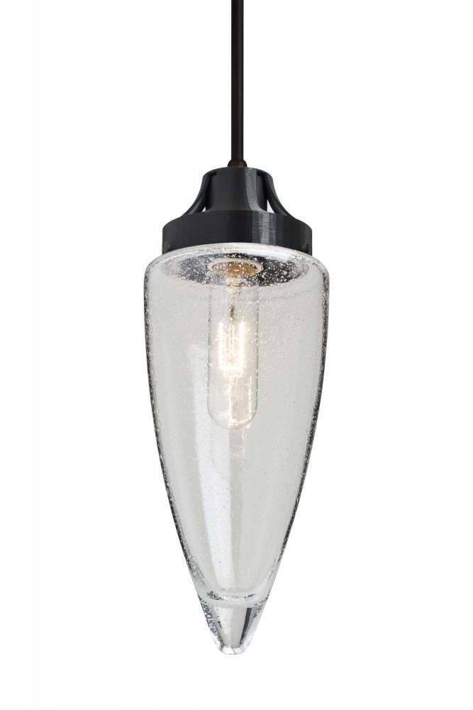 Besa, Sulu Cord Pendant, Clear Bubble, Black Finish, 1x60W Medium Base