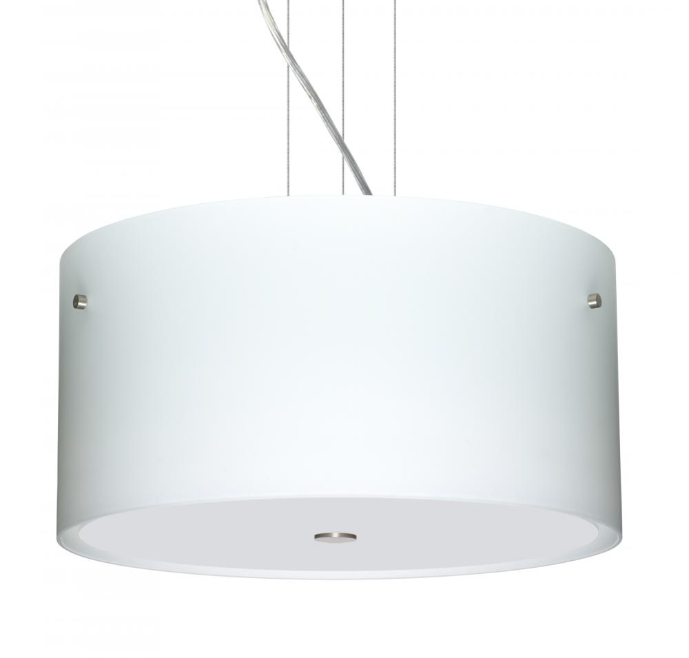 Besa Pendant Tamburo 16 Satin Nickel Opal Matte 3x100W Medium Base