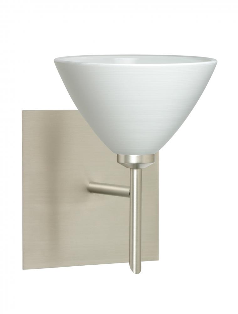 Besa Wall With SQ Canopy Domi Satin Nickel Chalk 1x5W LED