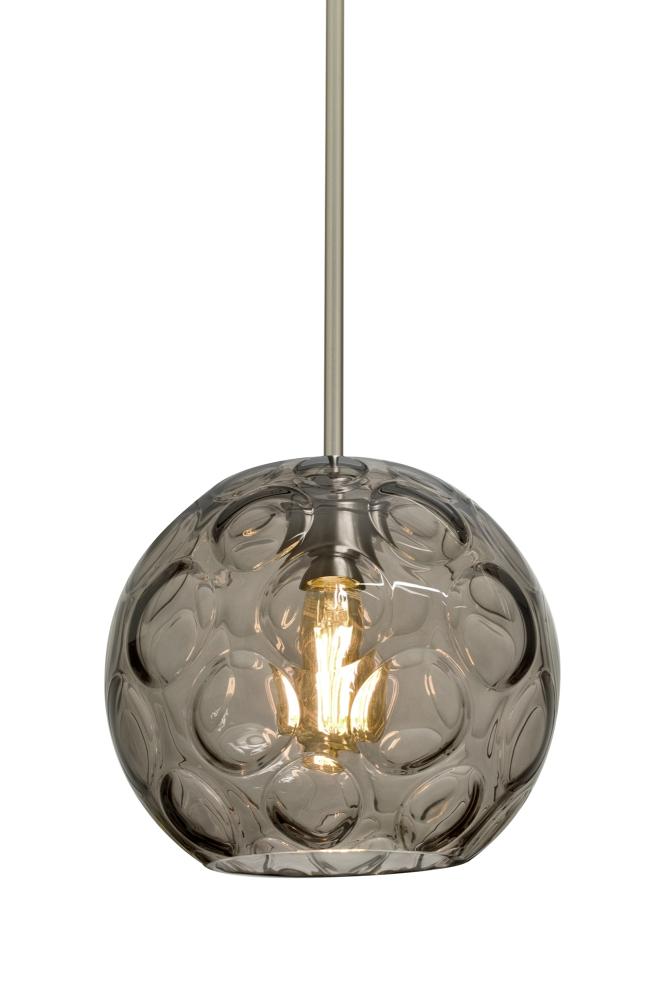 Besa Bombay Cord Pendant, Smoke, Satin Nickel Finish, 1x8W LED Filament