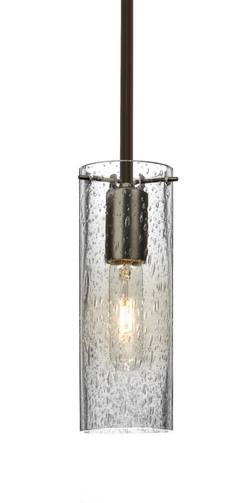 Besa, Juni 10 Stem Pendant, Clear Bubble, Bronze, 1x60W Medium Base