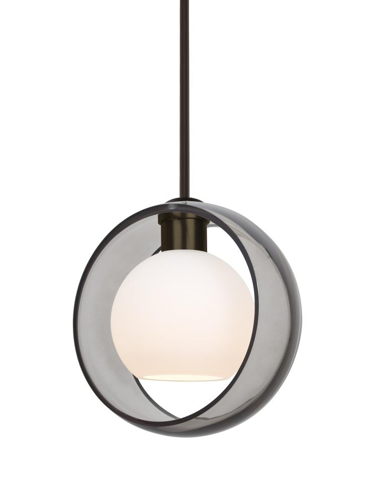 Besa Mana Pendant, Smoke/Opal, Bronze Finish, 1x9W LED