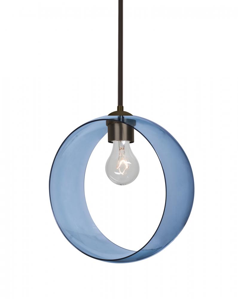 Besa, Plato Stem Pendant, Blue, Bronze Finish, 1x60W Medium Base