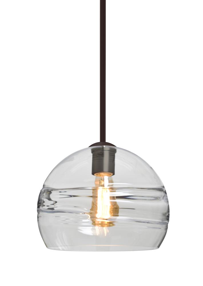 Besa Spirit 10 Pendant, Clear, Bronze Finish, 1x8W LED Filament