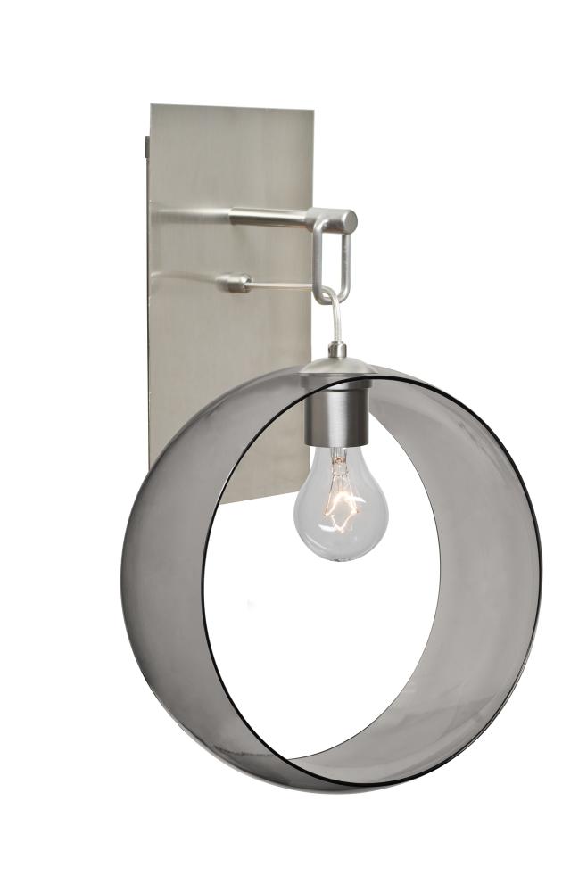 Besa, Plato Wall Pendant, Smoke, Satin Nickel Finish, 1x60W Medium Base