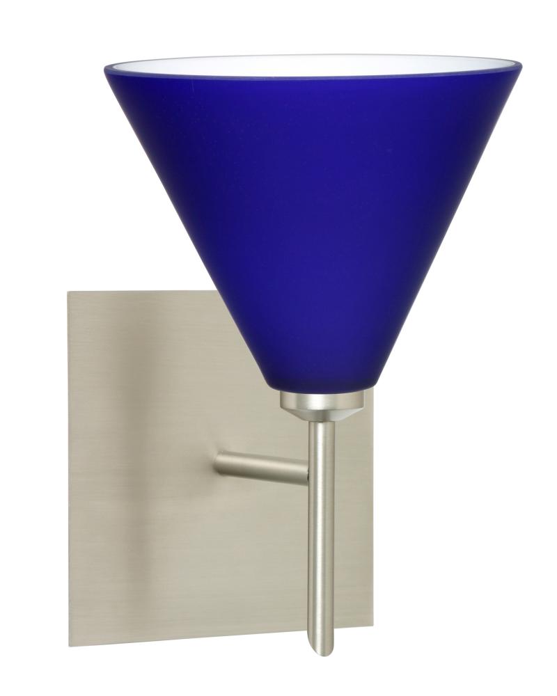 Besa Wall With Sq Canopy Kani Satin Nickel Cobalt Blue Matte 1x40W G9