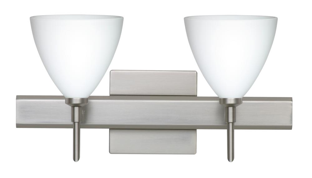 Besa Wall With SQ Canopy Mia Satin Nickel Opal Matte 2x5W LED