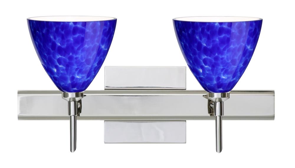 Besa Wall With SQ Canopy Mia Chrome Blue Cloud 2x5W LED