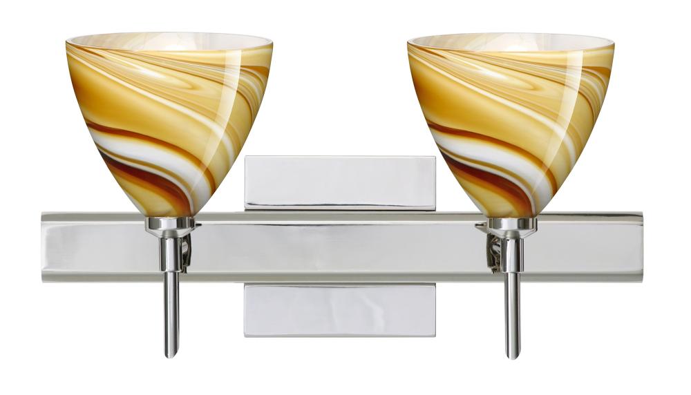 Besa Wall With SQ Canopy Mia Chrome Honey 2x5W LED