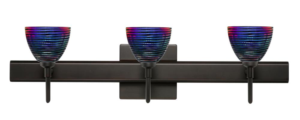 Besa Divi Wall With SQ Canopy 3SW Black Dicro Wavy Bronze 3x5W LED