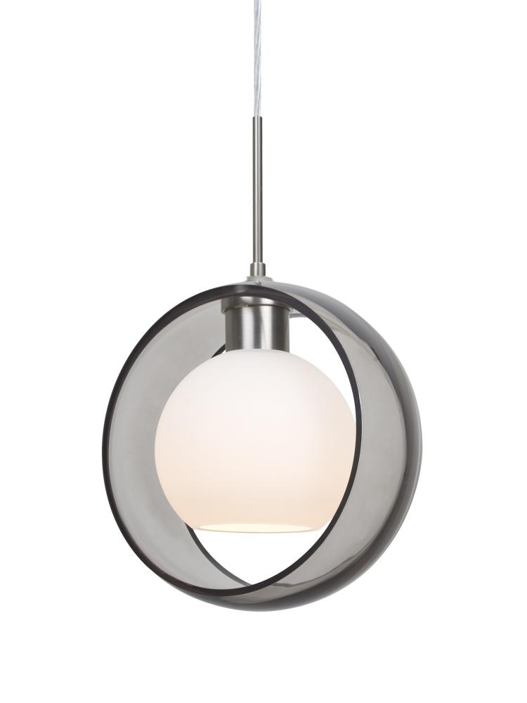 Besa Mana Pendant For Multiport Canopy, Smoke/Opal, Satin Nickel Finish, 1x9W LED