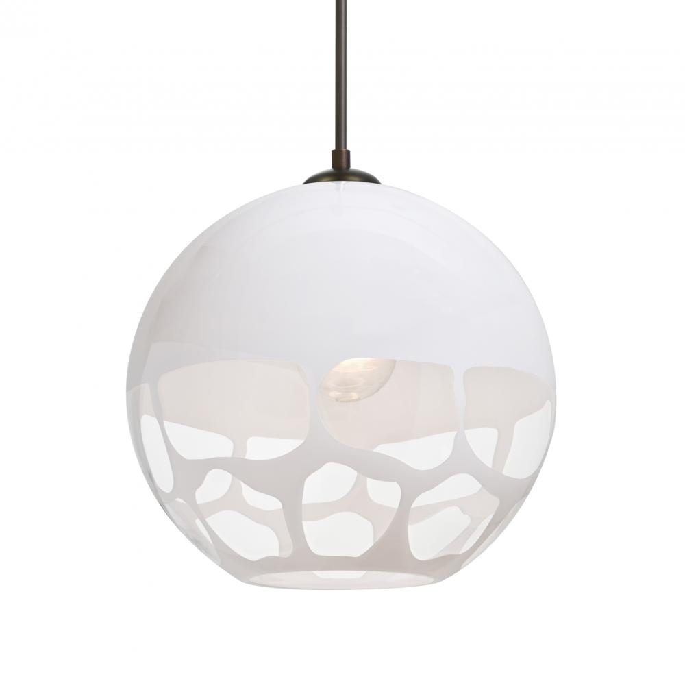 Besa, Rocky Cord Pendant For Multiport Canopies, White, Bronze Finish, 1x9W LED, 15Ft