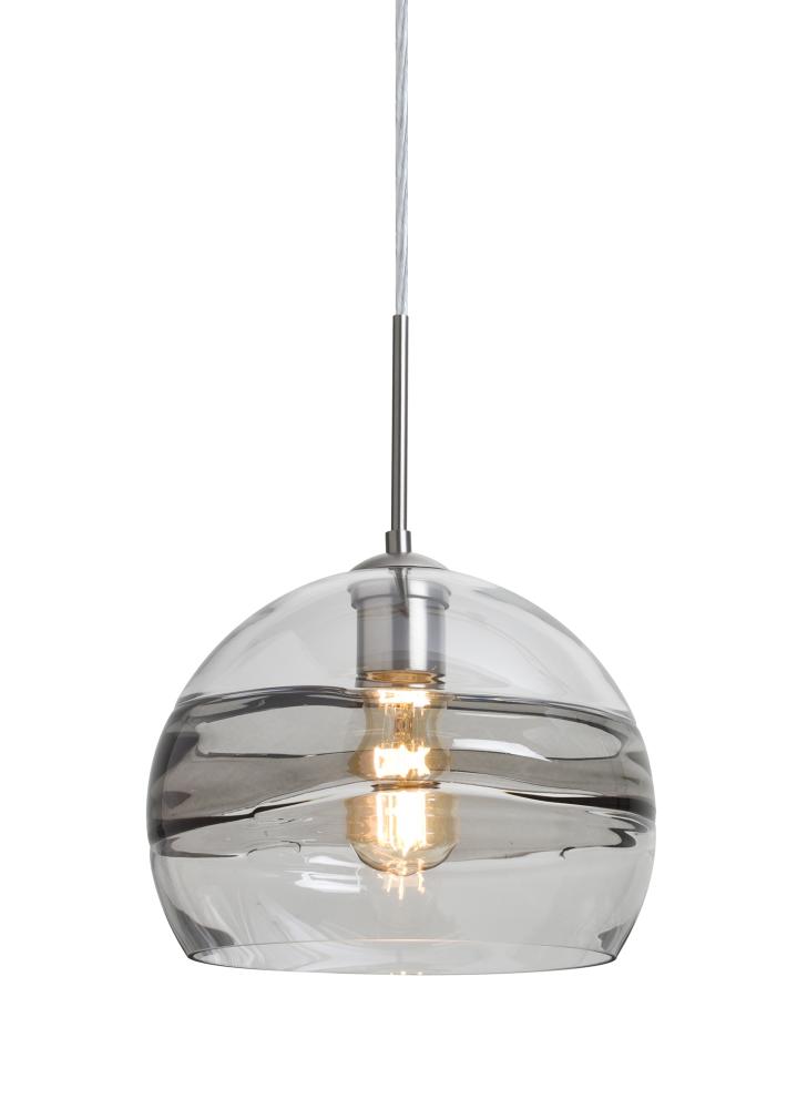 Besa Spirit 10 Pendant For Multiport Canopy, Smoke/Clear, Satin Nickel Finish, 1x8W L