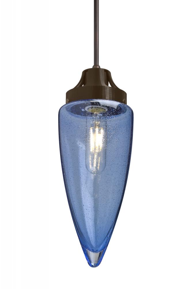 Besa, Sulu Cord Pendant For Multiport Canopy, Blue Bubble, Bronze Finish, 1x4W LED Fi