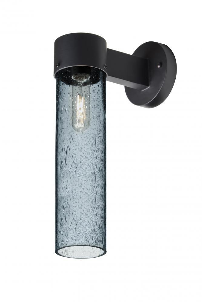 Besa, Juni 16 Outdoor Sconce, Blue Bubble, Black Finish, 1x60W Medium Base