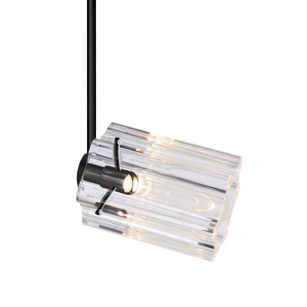 Besa Ice 4 Spotlight with 12" stem, Clear Glass, Black Finish, 1x35W MAX GY6.35 Base