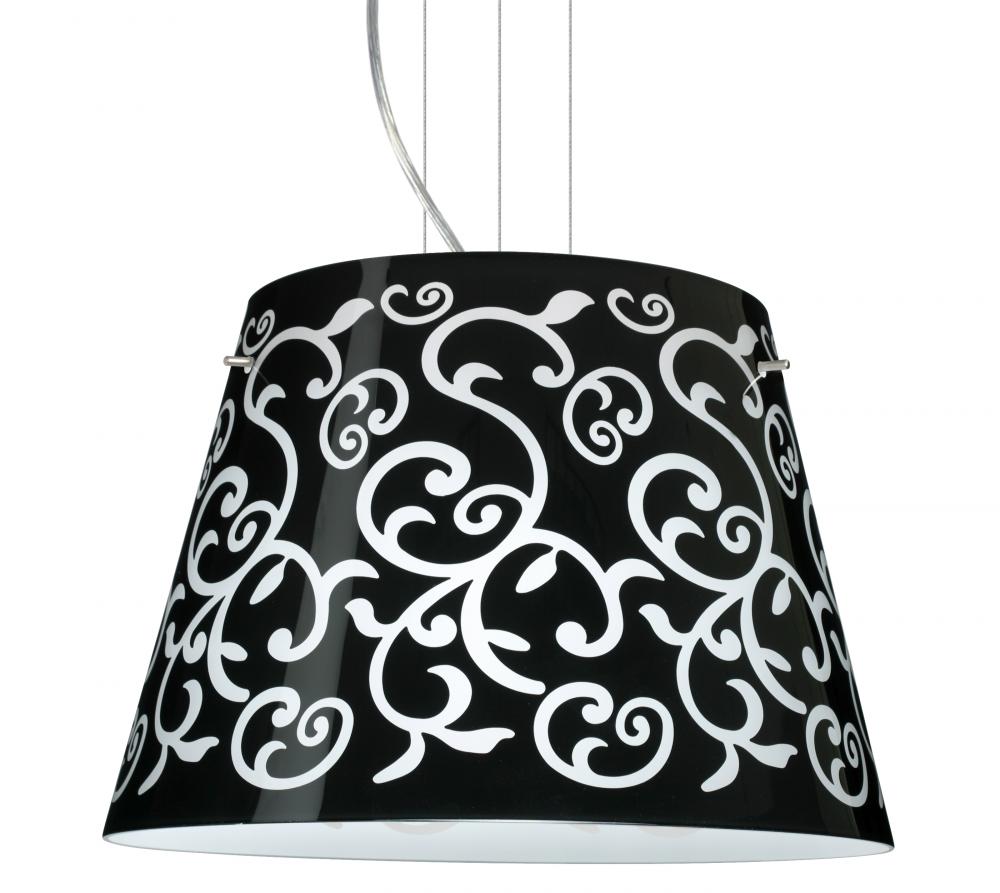 Besa Pendant Amelia 18 Satin Nickel Black Damask 3x100W A19