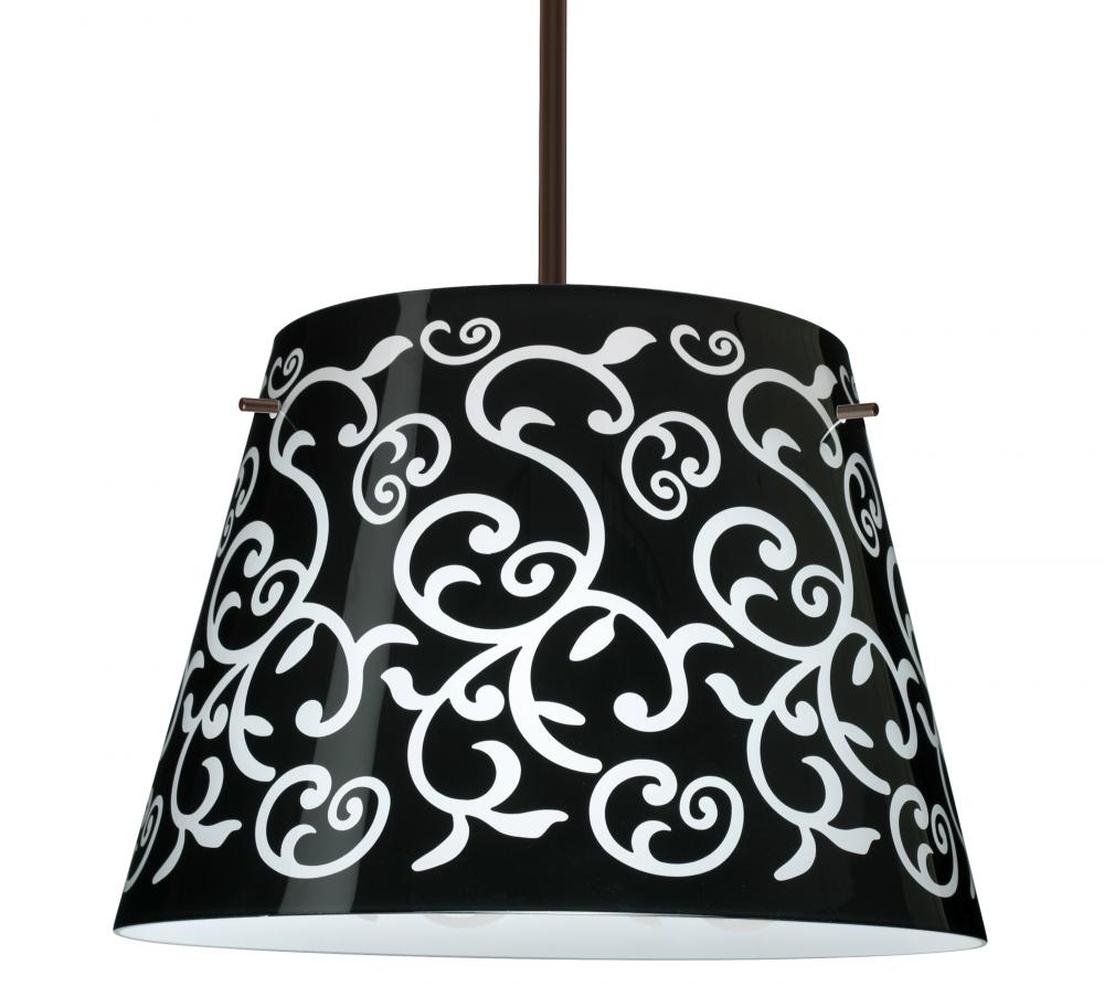 Besa Stem Pendant Amelia 18 Bronze Black Damask 3x100W A19