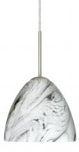 Besa Lighting 1BT-7572MG-LED-SN - Besa Sasha LED Pendant 1Bt Marble Grigio Satin Nickel 1x9W LED