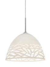  1JC-KIEVWH-LED-SN - Besa Kiev Pendant, White, Satin Nickel Finish, 1x9W LED