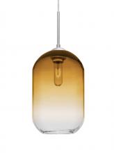 Besa Lighting 1JC-OMEGA12AM-SN - Besa, Omega 12 Cord Pendant,Amber/Clear, Satin Nickel Finish, 1x60W Medium Base