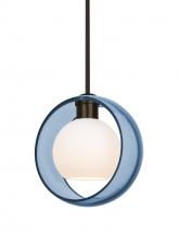 Besa Lighting 1TT-MANABL-BR - Besa Mana Pendant, Blue/Opal, Bronze Finish, 1x60W Medium Base