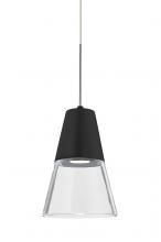 Besa Lighting 1XT-TIMO6BC-LED-SN - Besa, Timo 6 Cord Pendant,Clear/Black, Satin Nickel Finish, 1x9W LED