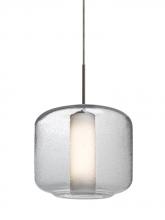 Besa Lighting 1JT-NILES10CO-EDIL-BR - Besa Niles 10 Pendant, Clear Bubble/Opal, Bronze Finish, 1x7W LED Filament